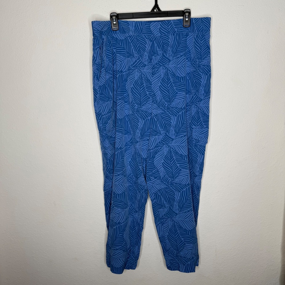 Soft Surroundings Women's Size‎ XL Cargo Jogger Pants Blue Palm Print - Picture 3 of 10